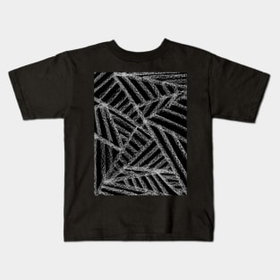 White and Black Minimal Web Lines - Abstract Charcoal Drawing Kids T-Shirt